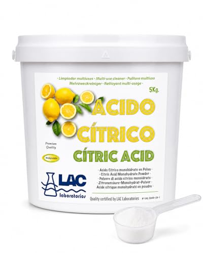 5 kg Ácido Cítrico anhidro natural 100% puro laboratorios LAC. Incluye cucharita dosificadora - DIASA