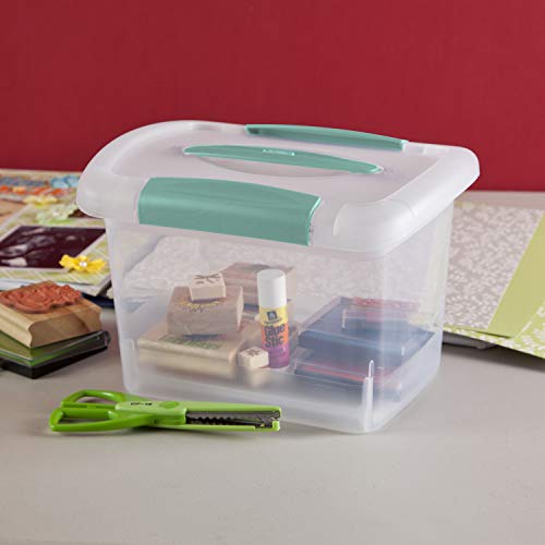 Sterilite Small Nesting ShowOffs, Stackable Small Storage Bin with Latching Lid and Handle, Plastic Container to Organize Home, Clear, 6-Pack