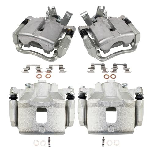 Image of TRQ Front and Rear Brake Caliper Set Zinc Coated Brackets Compatible with 2005-2007 Chevrolet Cobalt 2007-2009 Pontiac G5 2004-2007 Saturn Ion
