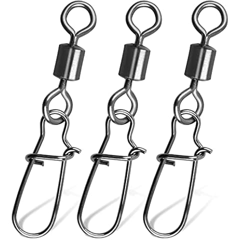 SILANON Fishing Swivels Snap Swivel- 120pcs Stainless Steel Connectors Rolling Barrel High-Strength Nice Snaps Swivel Fishing Accessories Fishing Tackle Kit Cover