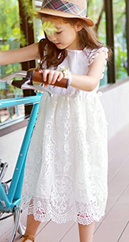 Bow Dream Off White Peach Vintage Lace Sleeveless Flower Girl's Dress3