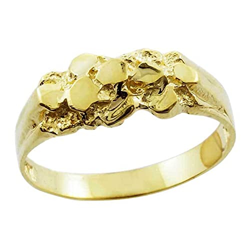 10K Yellow Gold Polished Nugget Style Statement Ring for Babies, Toddlers, and Children - Size