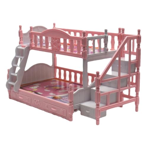 ADOCARN Cama Artificial Double camastro muñecos Muebles de Miniature House muñecas en Miniatura Modelo de Cama Juguetes Mini litera decoración del Paisaje de la Mini casa el plastico Rosa