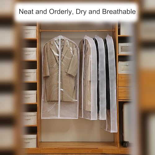3 Pack Clothes Cover for Hanging Large Garment Bags for Hanging Clothes for Suits, Tuxedos, Dresses, Coats Dress Storage Bag(Black,60x100x10cm/24x39x4in)4