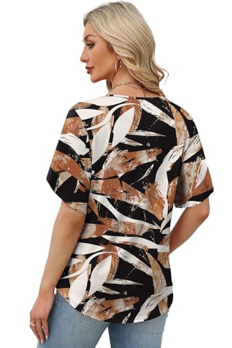 Image of WIHOLL Womens Summer Tops Short Petal Sleeve Shirts Fashion V Neck Womens Clothing