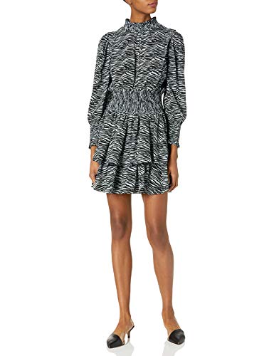 Rebecca Taylor La Vie Women's Mini Tiger Long Sleeve Dress, Mineral Blue Combo, M