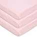 American Baby Company 3 Pack 100% Natural Cotton Jersey Knit Fitted Pack N Play Playard Sheet, Pink, Soft Breathable, for Girls