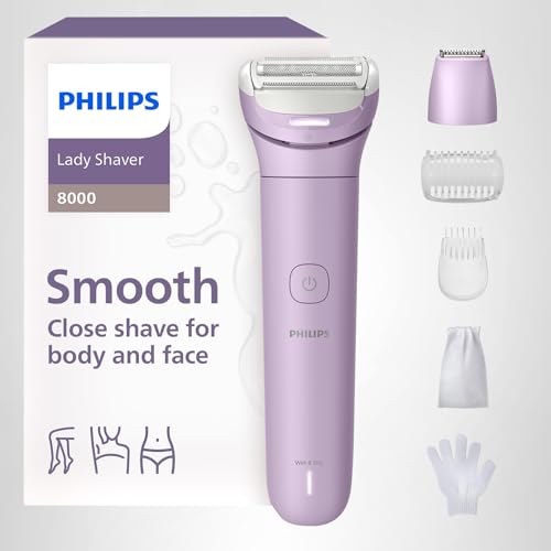 Philips Lady Shaver Series 8000 - Cordless, Wet & Dry Electric Shaver, 3-Blade Shaving System, Flexible Shaving Head, LED Light, for Face, Legs, Body & Bikini, 100 Mins. Runtime, Model BRL159/00