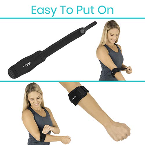 Vive Tennis Elbow Brace For Men & Women 2 Pack - Tendonitis Elbow Brace For Bursitis, Golfers Elbow, Medial Epicondylitis, Arthritis & Pain Relief - Arm Support Band, Adjustable Forearm Pain Relief #TOP4