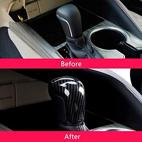 Duole Red Sport Carbon Fiber Gear Shift Knob Trim Cover Sticker Interior Accessories For Toyota Camry (2018-2021) Avalon(2019-2021) Corolla(2020-2021) (Carbon Fiber) #TOP2