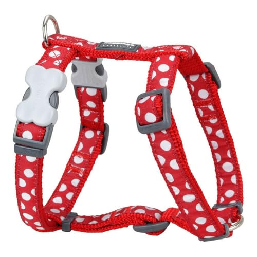 Red Dingo Nylon Hundegeschirr, weiße Punkt an rot, M (DH-S5-RE-20)