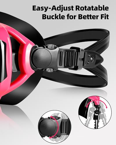 VegoVia Adult Swim Goggles with Nose Cover for Women Men, HD Clear Wide View Pool Water Nose Waterproof Shower Goggles Swimming Adult Diving Scuba Youth Mask Pool Underwater Beach Ocean Open Water - Thumbnail 5