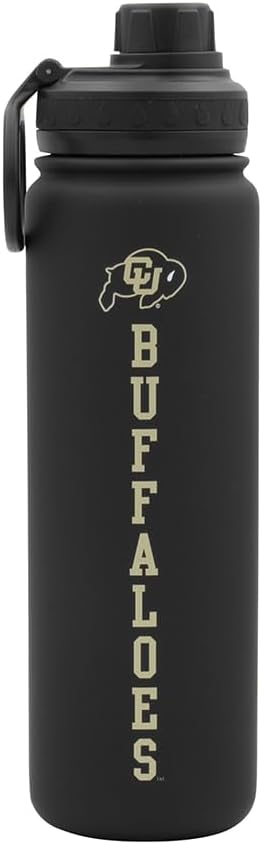 Colorado Water Bottle - Black Double Walled Stainless Steel 24 oz Keeps Drinks Cold or Hot