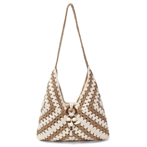 Bolso playero bohemio tejido de crochet para mujer miniatura 1
