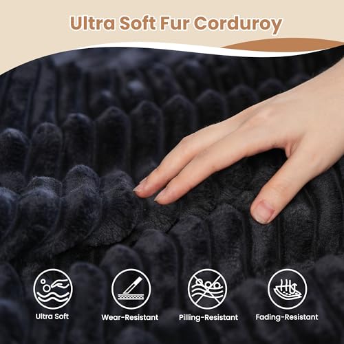 Image of HOOOWOOO Cloud Sectional Couches for Living Room,Modular Sectional Sofa No Assembly,Plush Corduroy Large Floor Couch Furniture Set with Deep Seat Left L Shape and Chaise Lounge(Black)