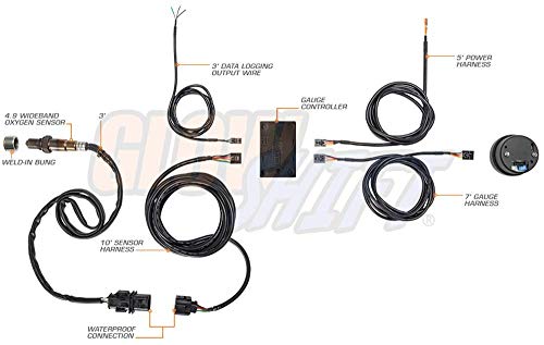 Glowshift Elite 10 Color Wideband Air/Fuel Ratio Afr Gauge Kit - Includes Oxygen Sensor, Data Logging Output & Weld-In Bung - Black Dial - Tinted Lens - Peak Recall - 2-1/16" 52Mm #TOP1