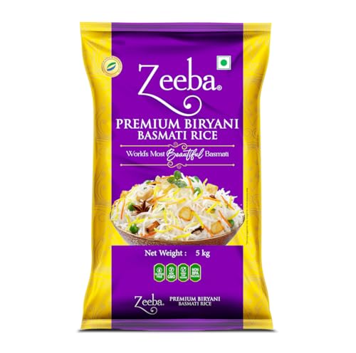 Image of Zeeba Premium Biryani Rice 5 Kg, Chef's Choice, Restaurant Style, Extra Long Grains (Cooked length upto 26mm*)