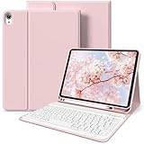 zoyu Keyboard Case for iPad 11th Generation (A16) 11 Inch 2025, iPad 10th Gen 10.9 Inch 2022, Magnetically Detachable Wireless Keyboard, Smart Stand Folio Cover with Pencil Holder, Light Pink
