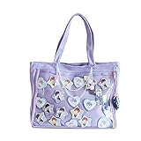 Ita Tote Bag Clear Window for Pins Shoulder Bag Handbag Bag DIY, Cosplay Stachel Tote Purple