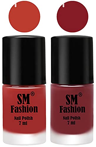 Image of Long Lasting Nail Polish | Nail Paint Combo 7 ml Each) - Set of 2 Dark Peach-Plum