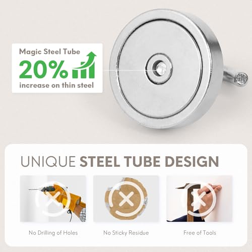 Image of Neosmuk Magnetic Hooks Steel Tube Design for Cruise,130lb+ Silver,10 Pack