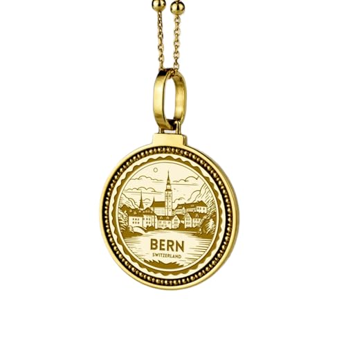 Collier pendentif rond Minsk argent 925 plaqué or LKBEADS, bijou mixte fait main 45 cm
