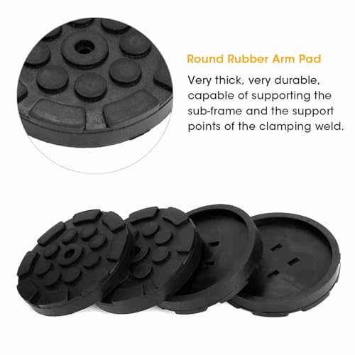Image of 4 Pcs Universal Rubber Lift Pad for Car Jacking, 120mm Diameter x 15mm Thick Round Adapter with 11mm Center Hole, Compatible with Floor Jacks, Jack Stands
