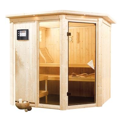 Fiona 2- Karibu Sauna inkl. 9- kW- Ofen- mit Dachkranz
