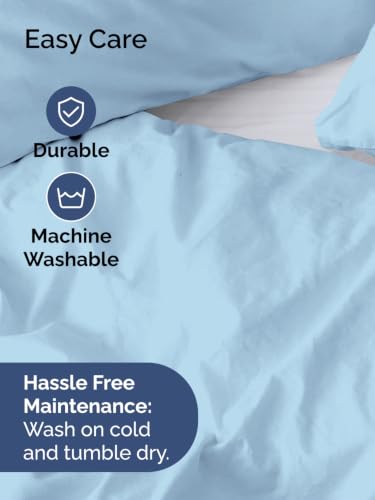 Image of Duvet Cover Queen Size - Soft 3 Piece with Zipper Closure - Sky Blue