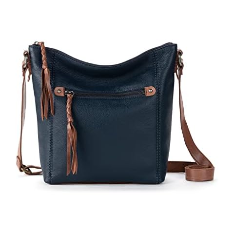 The Sak Ashland Crossbody Bag in Leather, Adjustable Crossbody Strap, Indigo Cover