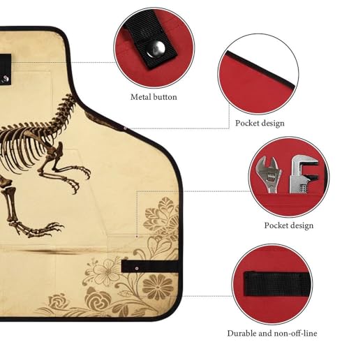 Delantal de trabajo con diseño de esqueleto de dinosaurio miniatura 3