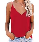 AURUZA Women's Summer Tank Tops - Pleated Spaghetti Strap Camisole, Loose Fit Scoop Neck Sleeveless Shirts