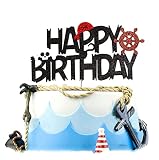 Pirate Themed Cake Topper Cupcake Toppers Happy Birthday Cake Decoration for Kids Nautical Sailing T