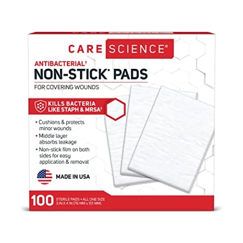 Care Science Non-Stick Pads, 3 x 4 in, 100 ct | Non-Stick Pads for Covering Wounds Cover