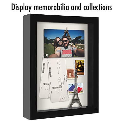 Americanflat 8.5X11 Shadow Box Frame In Black With Soft Linen Back - Composite Wood With Polished Glass For Wall And Tabletop #TOP4