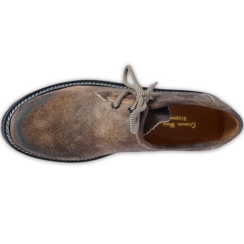 German Wear Haferlschuhe Trachtenschuhe Original Handmachart Trachten Lederschuhe aus Wildleder Echtleder Schuhe (Antikbraun, EU Schuhgrößensystem, Erwachsene, Numerisch, M, 45)