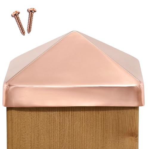 6x6 Copper Pyramid Post Cap by Captiva - Extended Lip - Solid Copper - (5 1/2 x 5 1/2)