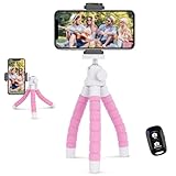 UBeesize Tripod A Pink Phone Tripod, Portable and Flexible Tripod with Wireless Remote and Clip,...