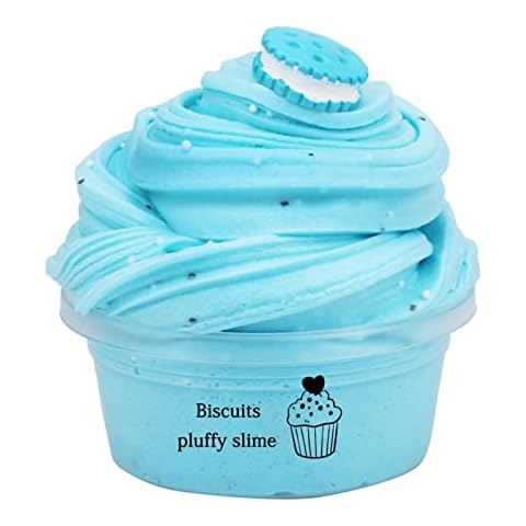 60ML Slime Toy Fluffy Antitear Stretchy Cloud Slime Butter Sludge Toy Cloud Slime Kit Scented DIY Slime Supplies for Girls Boys, Stress Relief Toy for Kids Education, Party Favor, Birthday Gift Blue Cover
