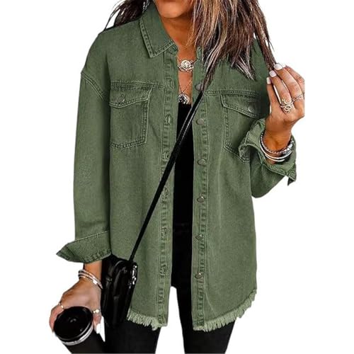 Veste en jean pour femmes loose manteau mom jeans vert