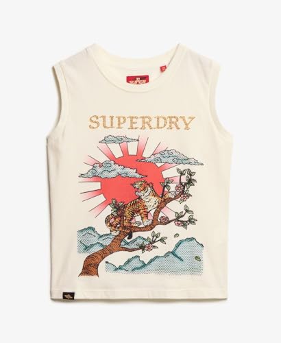 Superdry Para Mujer. W6011781A Camiseta Tattoo Blanco (Xs), Casual, AlgodóN, Sin Mangas / Tirantes - 8