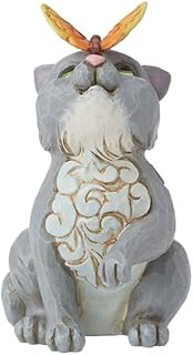 Jim Shore Heartwood Creek Nature's Meadow Cat with Butterfly Miniature Figurine- Stone Resin Hand Crafted Collectible Mini Figurines Home Decor Statue, 3.25 Inch