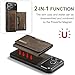 2 in 1 Wallet Case for iPhone 17 Pro, DG.MING Retro Leather Shockproof Protection Magnetic Back Cover with Detachable Trifold Wallet, 8-Slot Card Holder and Kickstand (Coffee)