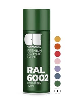 Cosmos LAC Acrylic Paint Spray Can in Many RAL Colours, 400 ml Spray Can Perfect for DIY, Upcycling and Other Painting Work RAL 6002 LEAF GREEN N460