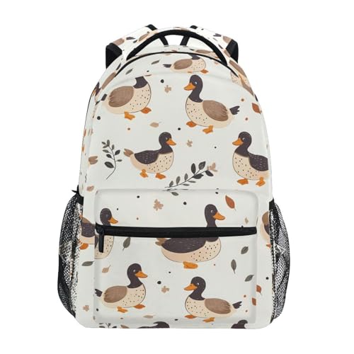 Duck Leaves Cartoon Backpack for School Boys Girls Adults Kids Bookbag Laptop Bag 15L