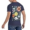 Beautiful Colourful Flowers Men's 100 Cotton Crew Neck T Shirt Breathable Stretchy Daily Basic Top Gym Workout Navy Blue 4XL #3