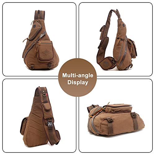 Men's Casual Daypacks Canvas Sling Shoulder Bags Vintage Crossbody Bag for Cycling Hiking Travel2