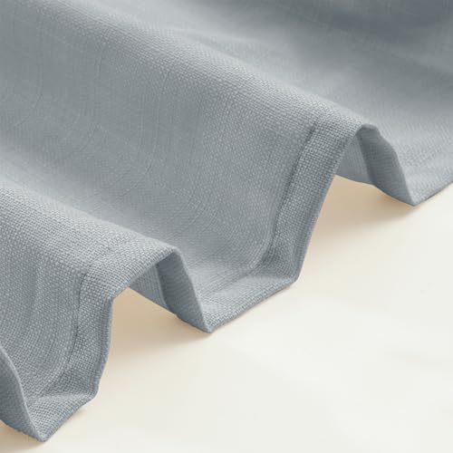 Image of LAMIT Linen Curtains 95 Inch for Bedroom, Grommet Thick Linen Textured Sheer Curtains Light Filtering Privacy Window Drapes for Living Room, Set of 2 Panels, 52 x 95 Inch, Haze Blue