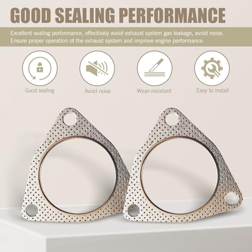 Image of Eratus 2 PCS Automobile Exhaust Pipe Interface Turbocharger Gasket, 2.99 inch ID Three-hole High Temperature High Pressure Leakproof Flange Seal, Modified Replacement Accessories, for Cars (Silver)