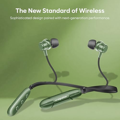Image of Bluetooth Neckband Earphones, Bluetooth V5.4, 25+ Hours Playtime, C-Type Fast Charging Port, Multi-Function Integrated Controls, Green